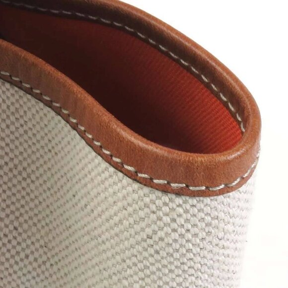 Auth Salvatore Ferragamo Gancini Handbag Off White/Brown Canvas/Leather - Picture 14 of 16